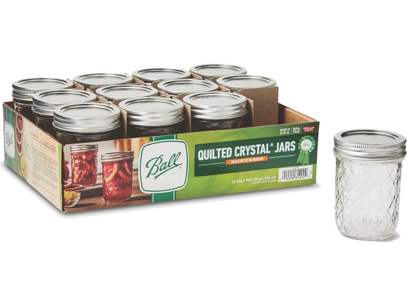 Ball Quilted Crystal Regular Mouth Jelly Jar 8 oz 12 pk