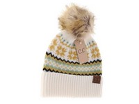 Women's CC Fair Isle print beanie with pom