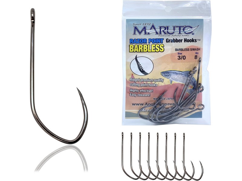 Maruto Siwash 3/0-8 Grabber Siwash Hook, Size 3/0, Long Shank, 10X,