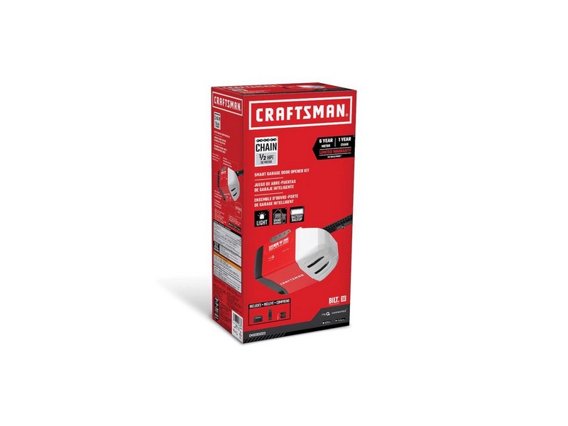 Craftsman 1/2 HP Chain Drive WiFi Compatible Garage Door Opener w/Battery