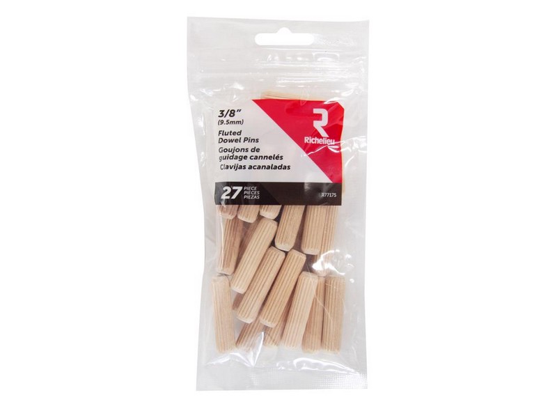 Richelieu Fluted Wood Dowel Pin 3/8 in. D X 1.5 in. L 27 pk Natural