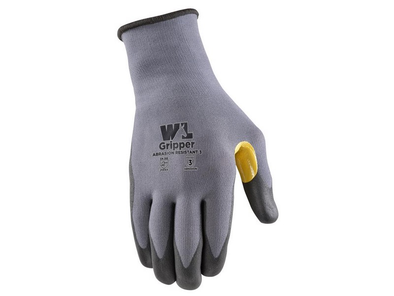 Wells Lamont Men's Indoor/Outdoor Gripper Grip Gloves Gray/Yellow M 1 pair