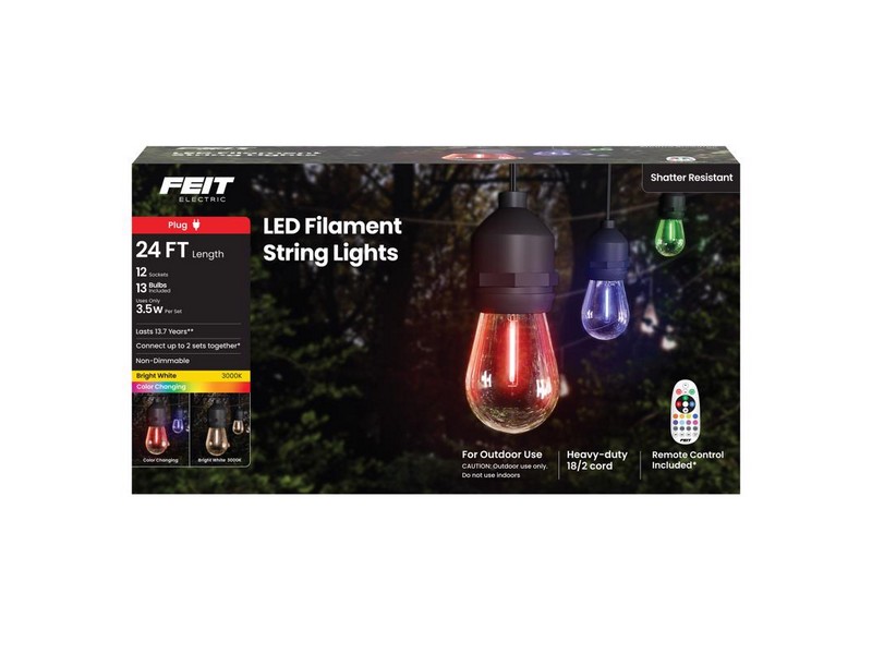Feit LED String Lights w/Remote Control Multicolored 24 ft. 13 lights