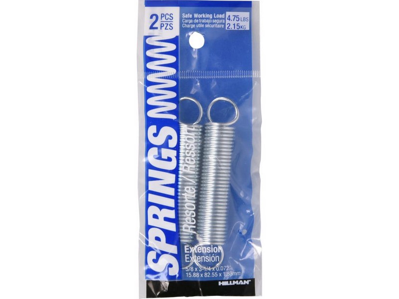 HILLMAN 3.25 in. L X 5/8 in. D Extension Spring 2 pk