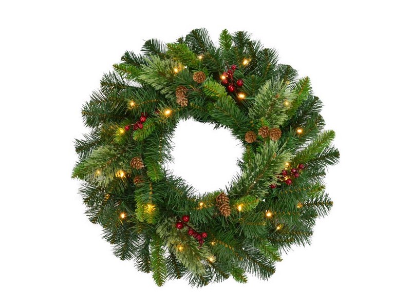 Celebrations Home 26 in. D LED Prelit Decorated Warm White Wreath