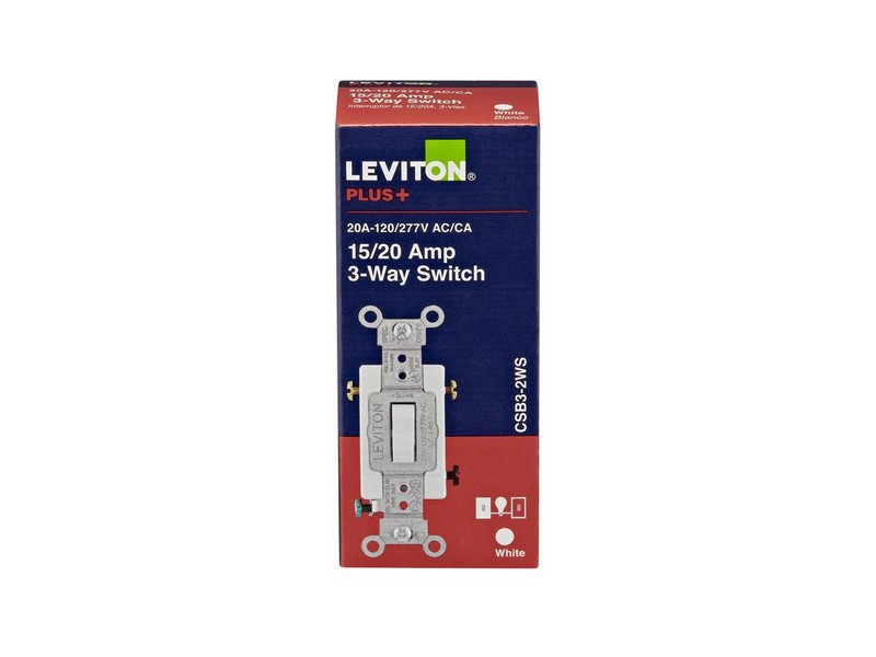 Leviton 20 amps 3-Way Toggle AC Quiet Switch White 1 pk