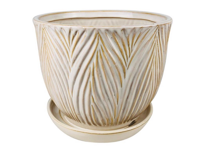 Border Concepts 6.75 in. H X 7.75 in. W Ceramic Ferncliff Planter White