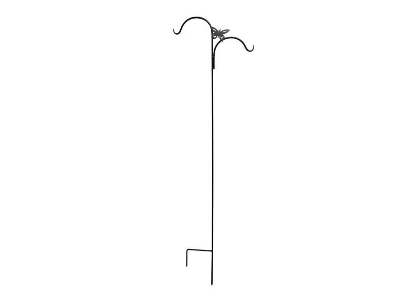 Living Accents Black Steel 84 in. H Double Crook with Butterfly Plant Hook 1