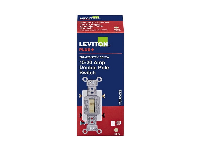 Leviton 20 amps Double Pole Toggle AC Quiet Switch Ivory 1 pk