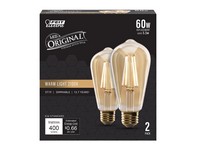 Feit ST19 E26 (Medium) Filament LED Bulb Warm Amber 60 Watt Equivalence 2 pk