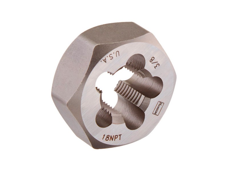 Irwin Hanson Carbon Steel SAE Hexagon Die 3/8 in. 3/8-18NPT  1 pc