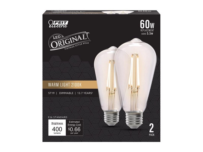 Feit ST19 E26 (Medium) Filament LED Bulb Warm Candle Light 60 Watt