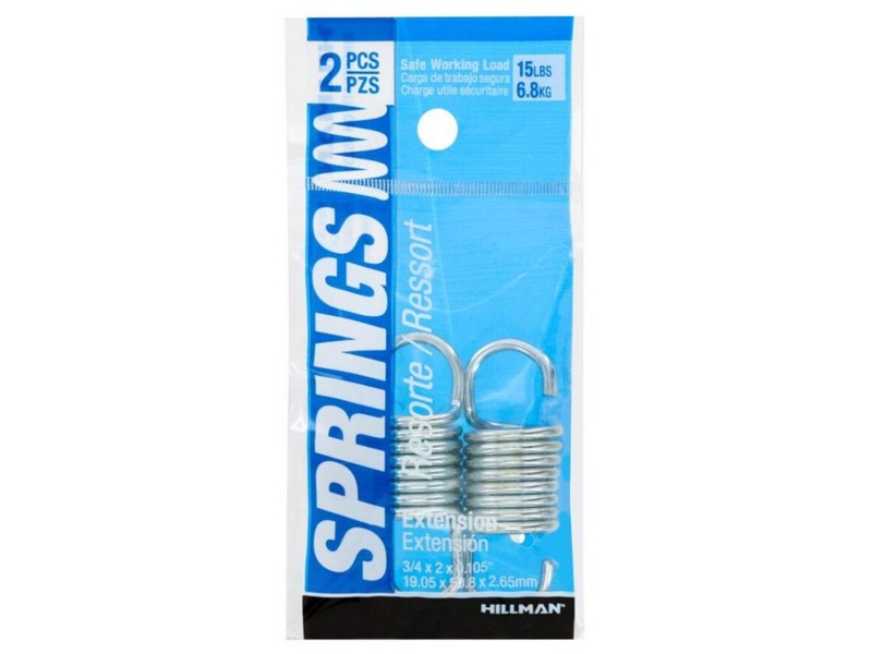HILLMAN 2 in. L X 3/4 in. D Extension Spring 2 pk