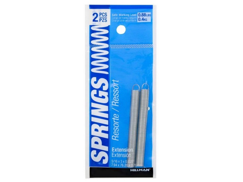 HILLMAN 3 in. L X 5/16 in. D Extension Spring 2 pk