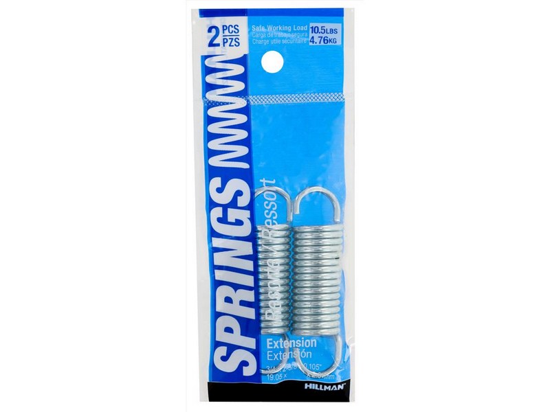 HILLMAN 2.25 in. L X 3/4 in. D Extension Spring 2 pk