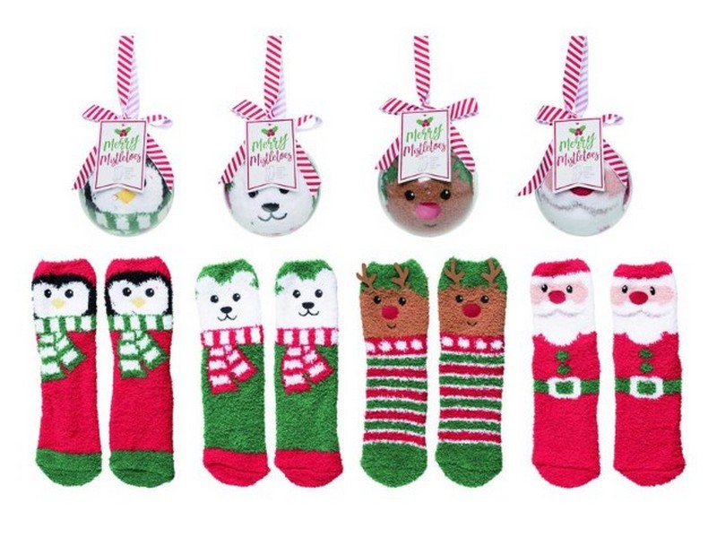 Transpac Multicolored Plush Socks in Ball Indoor Christmas Decor