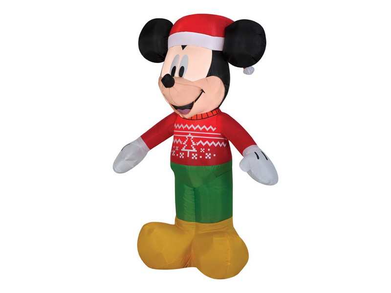 Gemmy Disney Clear Mickey Mouse in Christmas Sweater 42.13 in. Inflatable