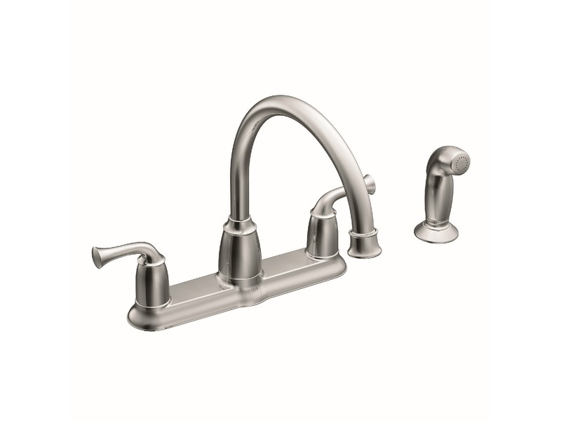 Moen Banbury Two Handle  Chrome Kitchen Faucet Side Sprayer Included