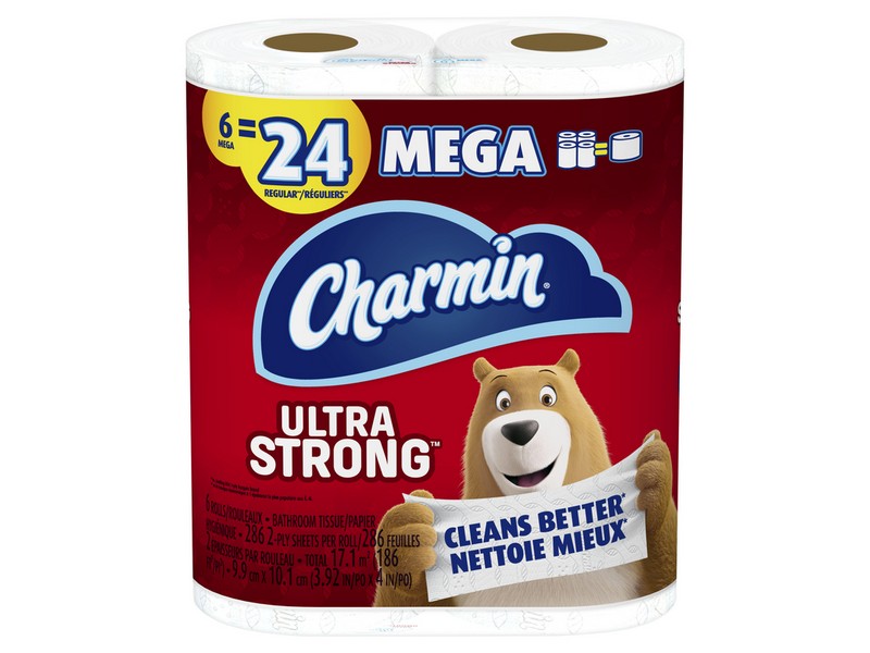 Charmin Ultra Strong Toilet Paper 6 Rolls 286 sheet 186 ft.