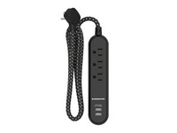 Monster 4 ft. L 3 outlets Power Strip with USB Ports Black