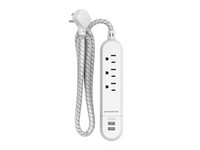 Monster 4 ft. L 3 outlets Power Strip with USB Ports White