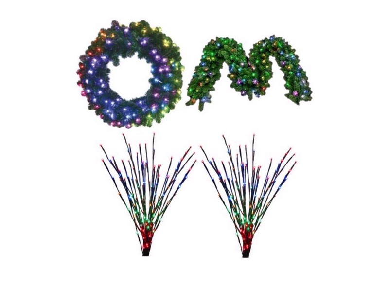 Celebrations Platinum Brilliant LED Prelit RGBW Entryway Kit Wreath