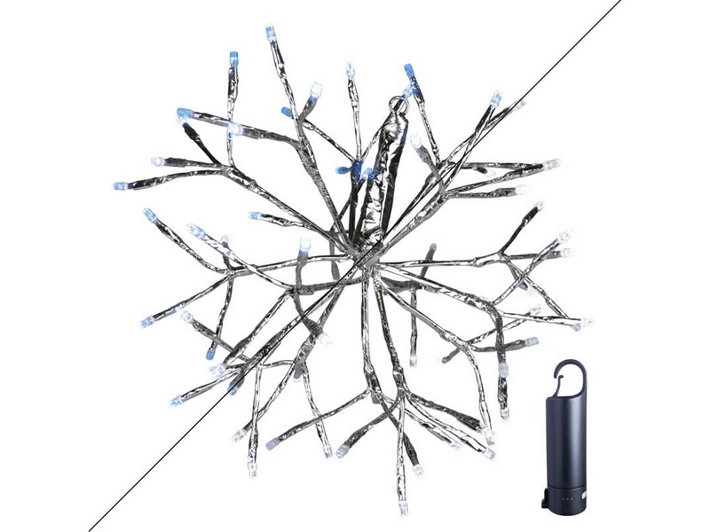 Celebrations LED Blue/Pure White Cordless Shimmering Sphere 12 in. Hanging