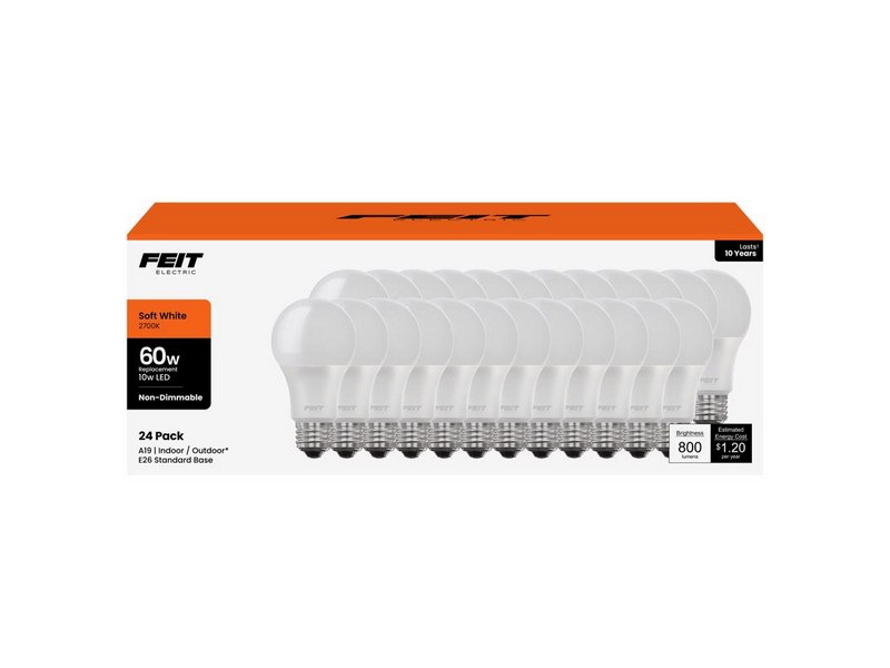 Feit Electric A19 E26 (Medium) LED Bulb Warm White 60 W 24 pk