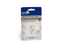 Leviton 15 amps 125 V Duplex and Type C White Outlet and USB Charger 5-15 R 1 pk