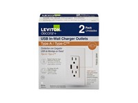 Leviton Decora 15 amps Duplex, Type A, Type C White Outlet and USB Charger 5-15 R 2 pk