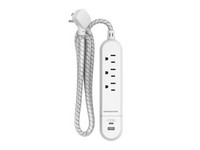 Monster 4 ft. L 3 outlets Power Strip with USB Ports White