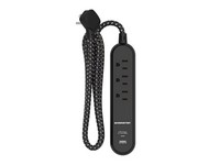 Monster 4 ft. L 3 outlets Power Strip with USB Ports Black