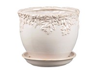Border Concepts 7.5 in. W Ceramic Ivy League Jardinere Planter White/Sand