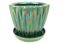 Border Concepts 4.75 in. H X 5.5 in. W Ceramic Dimensional Planter Smoke