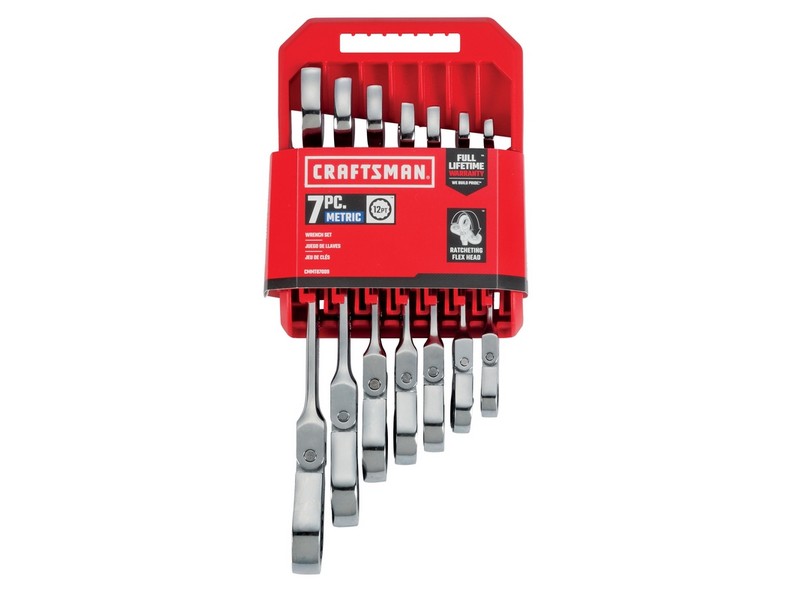 Craftsman Metric Reversible Ratcheting Flex Head Combination Wrench Set 7 pc