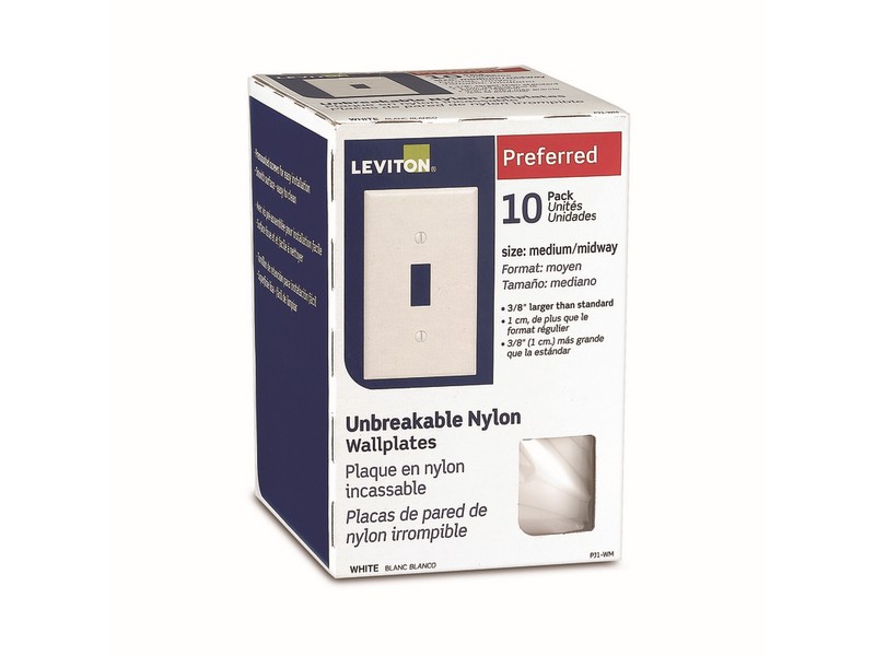 Leviton White 1 gang Nylon Toggle Wall Plate 10 pk