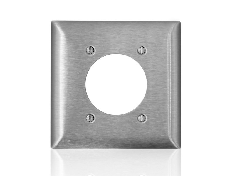 Leviton C-Series Stainless Steel 2 gang Metal Receptacle Wall Plate 1 pk