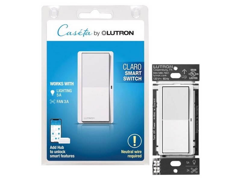 Lutron Caseta 5 amps Single Pole Smart Smart-Enabled Rocker Switch White 1