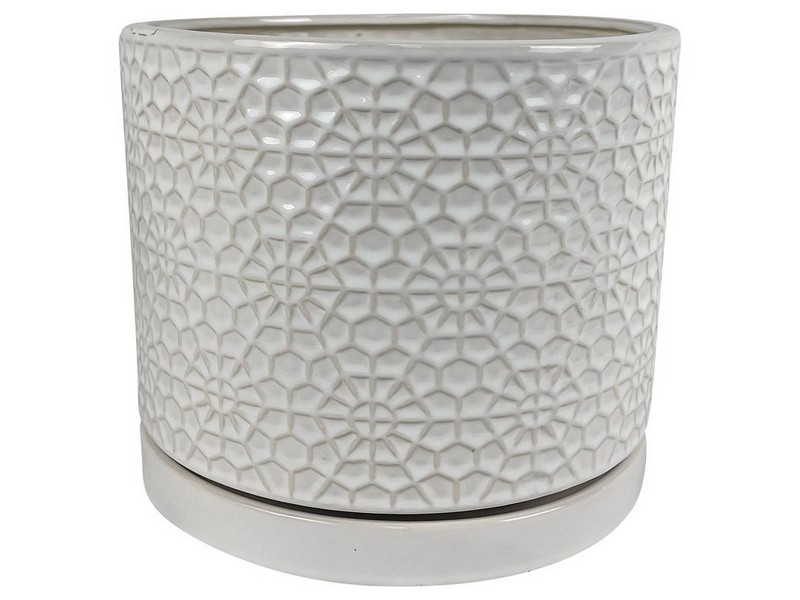Border Concepts 12 in. D Ceramic Amelia Planter White