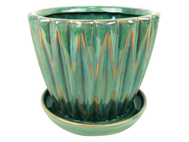 Border Concepts 4.75 in. H X 5.5 in. W Ceramic Dimensional Planter Smoke