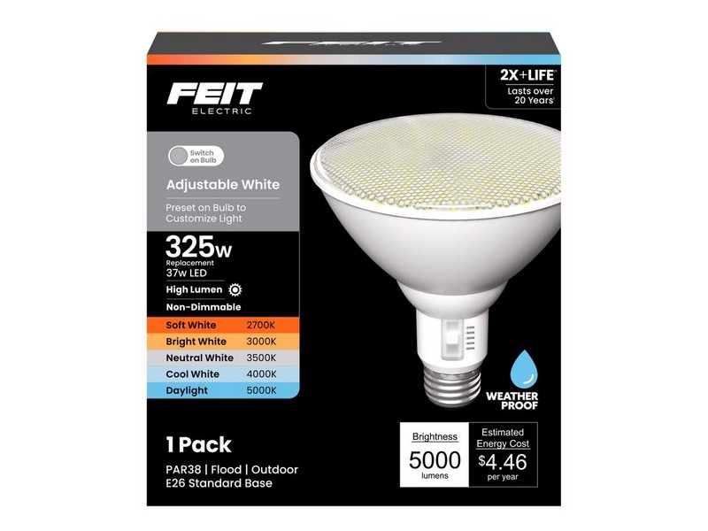 Feit PAR38 E26 (Medium) LED Floodlight Bulb Adjustable White 325 Watt