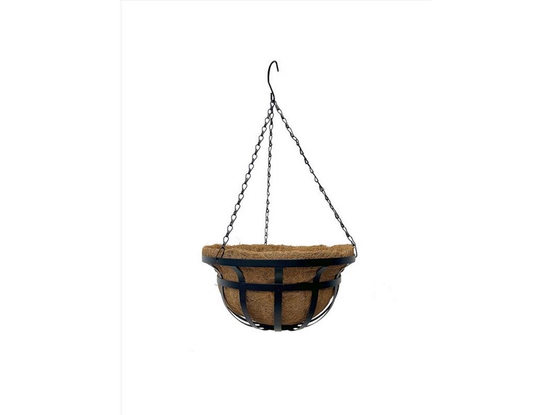 Living Accents 14 in. W Coco Fiber Hanging Basket Black