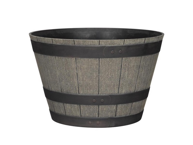 L&G 12 in. H X 19 in. W X 19 in. D X 19 in. D Polyresin Whiskey Barrel