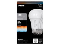 Feit A19 E26 (Medium) LED Bulb Adjustable White 60 Watt Equivalence 4 pk