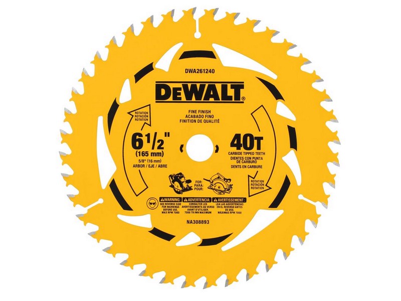 DeWalt 6-1/2 in. D X 5/8 in. Tungsten Carbide Tipped Circular Saw Blade 40