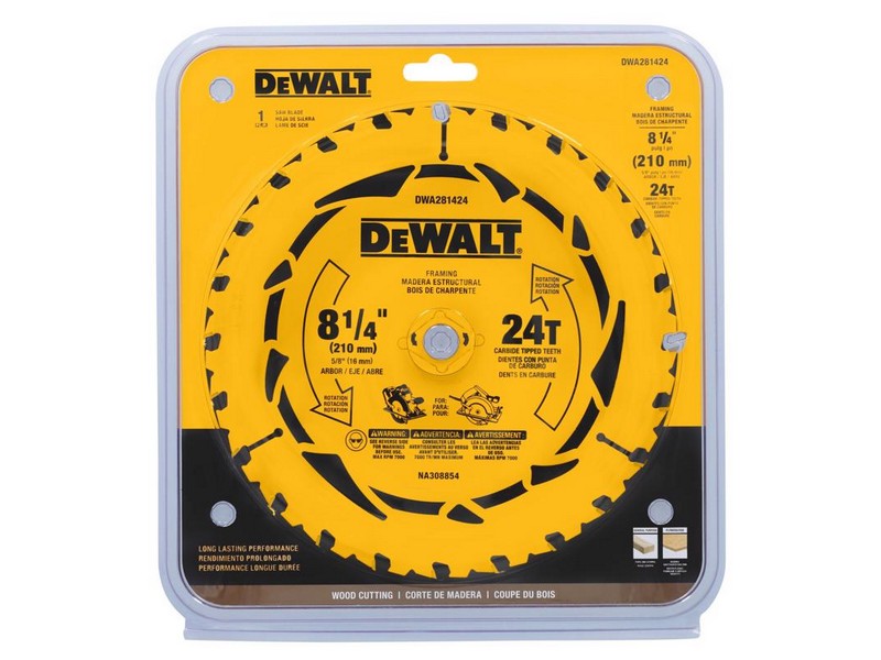 DeWalt 8-1/4 in. D X 5/8 in. Tungsten Carbide Tipped Circular Saw Blade 24