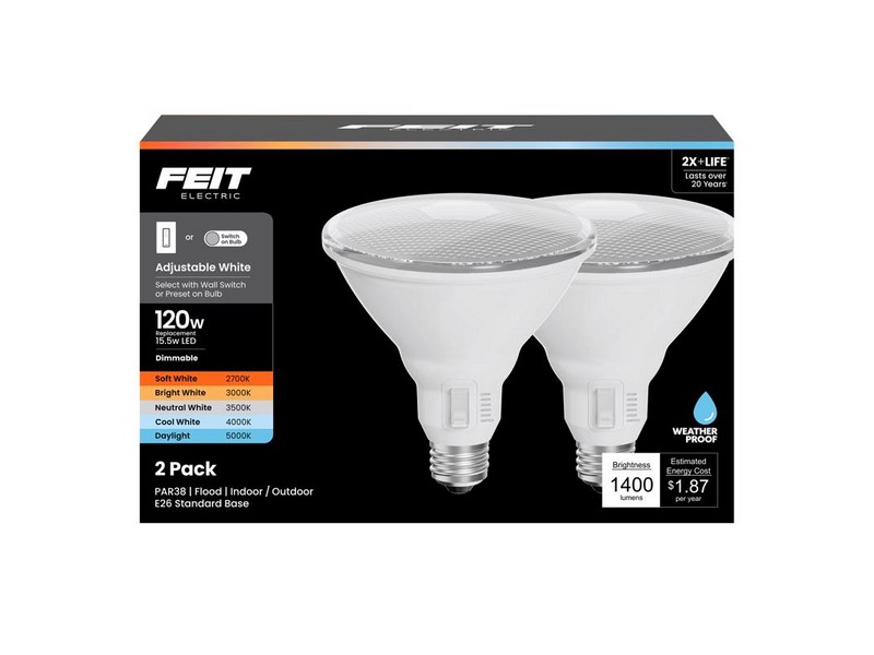 Feit PAR38 E26 (Medium) LED Bulb Adjustable White 120 Watt Equivalence 2 pk