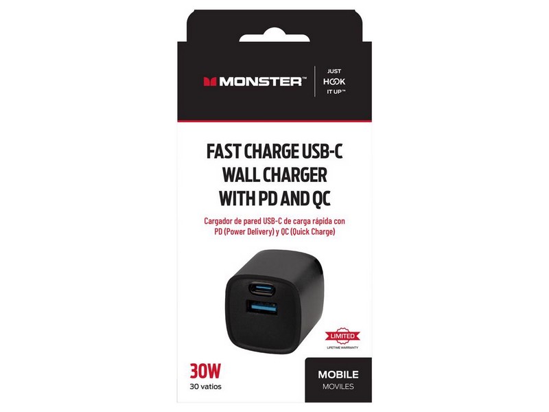 Monster Just Hook It Up 2 Port USB A/C Wall Charger 1 pk