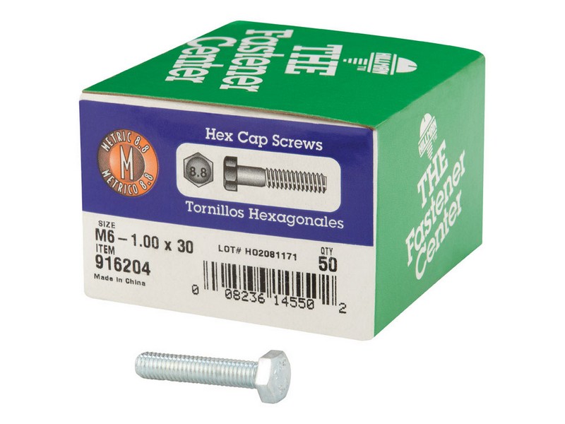 HILLMAN M6-1.00 mm D X 30 mm L Heat Treated Steel Hex Head Cap Screw 1 pk