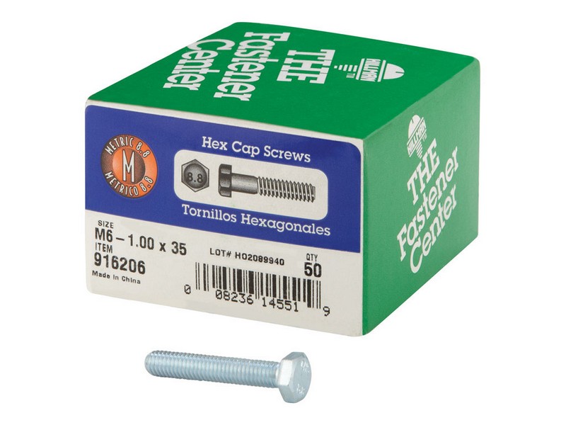 HILLMAN M6-1.00 mm D X 35 mm L Heat Treated Steel Hex Head Cap Screw 50 pk